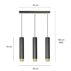 Emibig Pendellampa Kibo Stål Svart | Passande för 3x GU10 - Max 10W