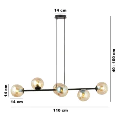 Emibig Pendellampa Rossi Stål Svart | Passande för 6x E14 - Max 10W