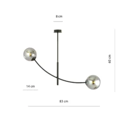 Emibig Taklampa Hunter Stål Svart | Passande för 2x E14 - Max 10W