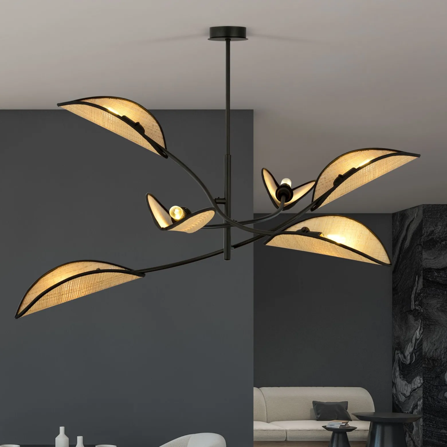 Emibig Taklampa Lotus Stål Svart | Passande för 6x E14 - Max 10W