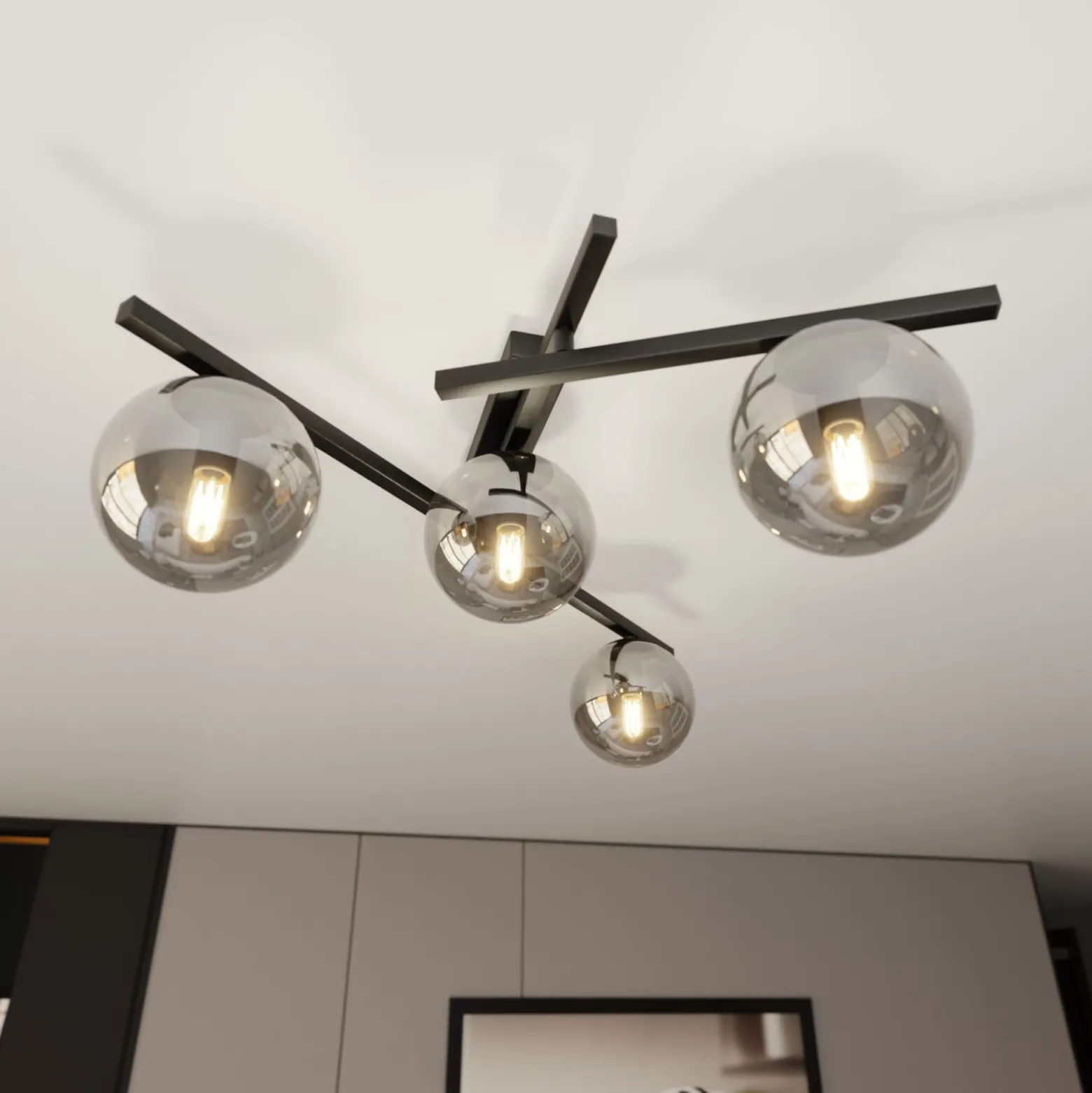 Emibig Taklampa Smart Stål Svart | Passande för 4x E14 - Max 10W
