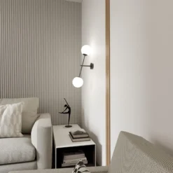 Emibig Vägglampa Linjär Stål Svart | Passande för 2x E14 - Max 10W