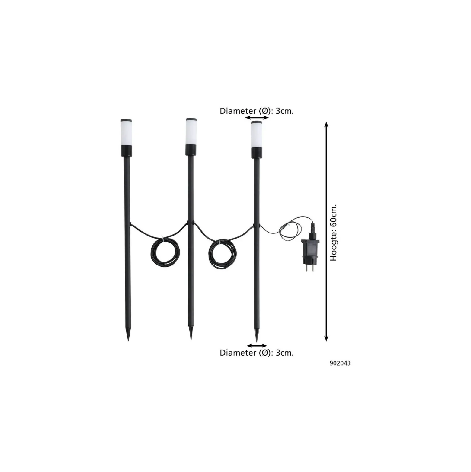 Flerpack 3x Eglo Spik Ljus Zancaro 1 Aluminium Svart 1W 130lm - 830 Varm Vit | IP44