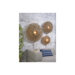 Good&Mojo Vägglampa Bali Bambu Svart L | Passande för 1x E27