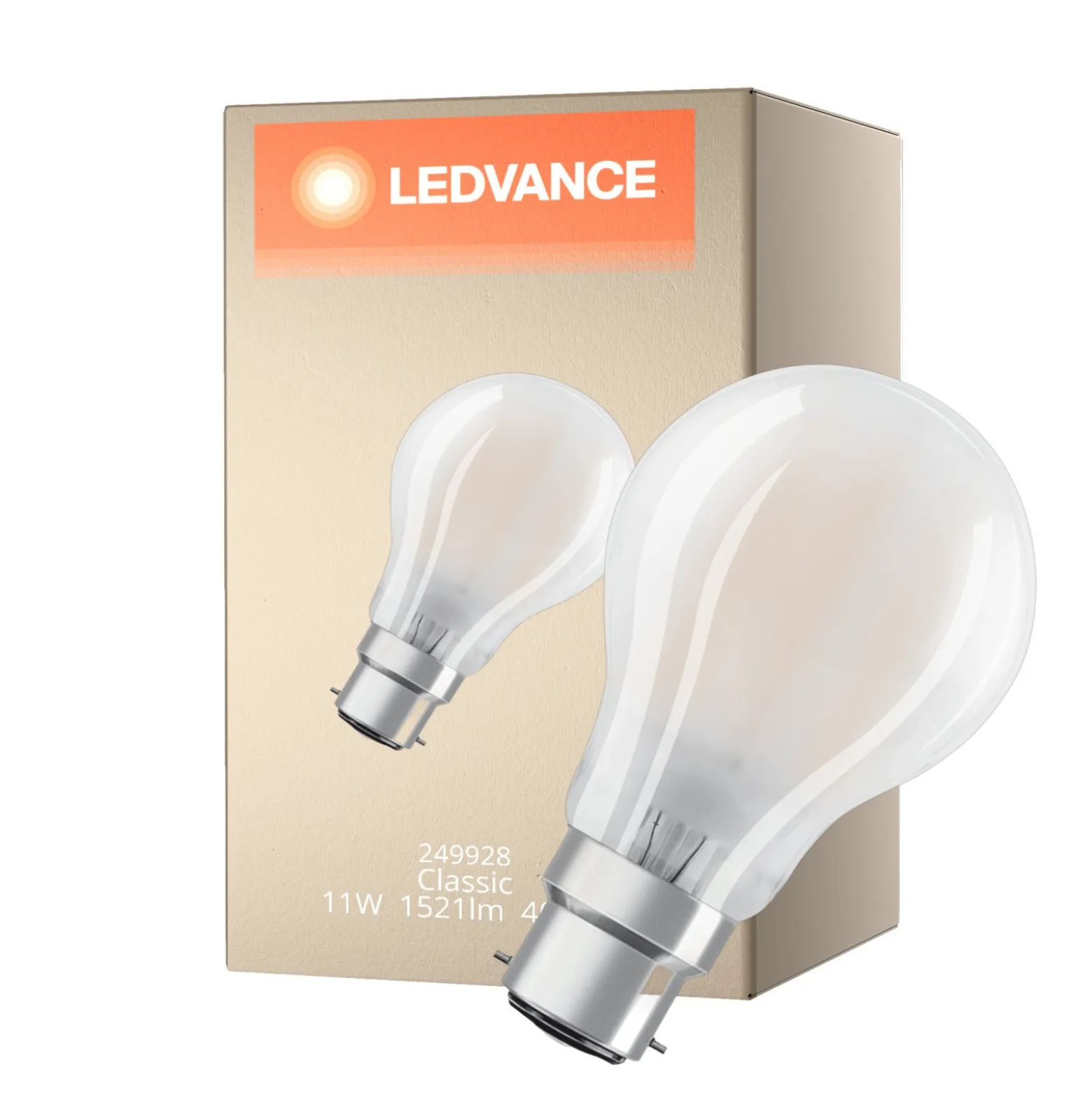 Ledvance Classic LED B22d Päron Filament Matt 11W 1521lm - 940 Kallvit | Bästa Färgåtergivning - Dimbar - Ersättare 100W