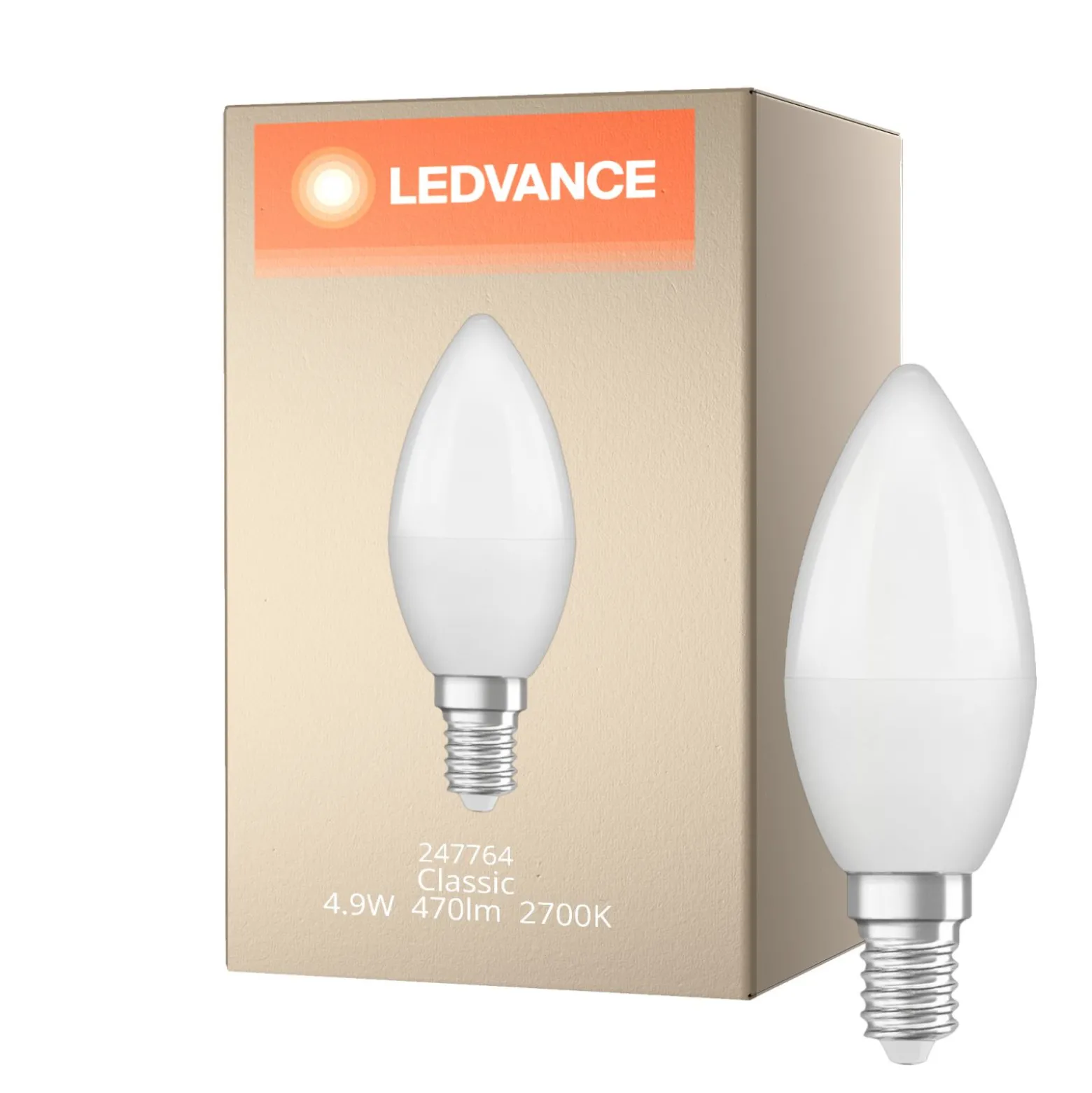 Ledvance Classic LED E14 Kronljus Matt 4.9W 470lm - 827 Extra Varm Vit | Ersättare 40W