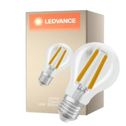 Ledvance Classic LED E27 Päron Filament Klar 3.8W 806lm - 827 Extra Varm Vit | Dimbar - Ersättare 60W