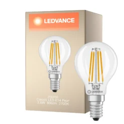 Ledvance Classic LED E14 Päron Filament Klar 3.8W 806lm - 827 Extra Varm Vit | Ersättare 60W