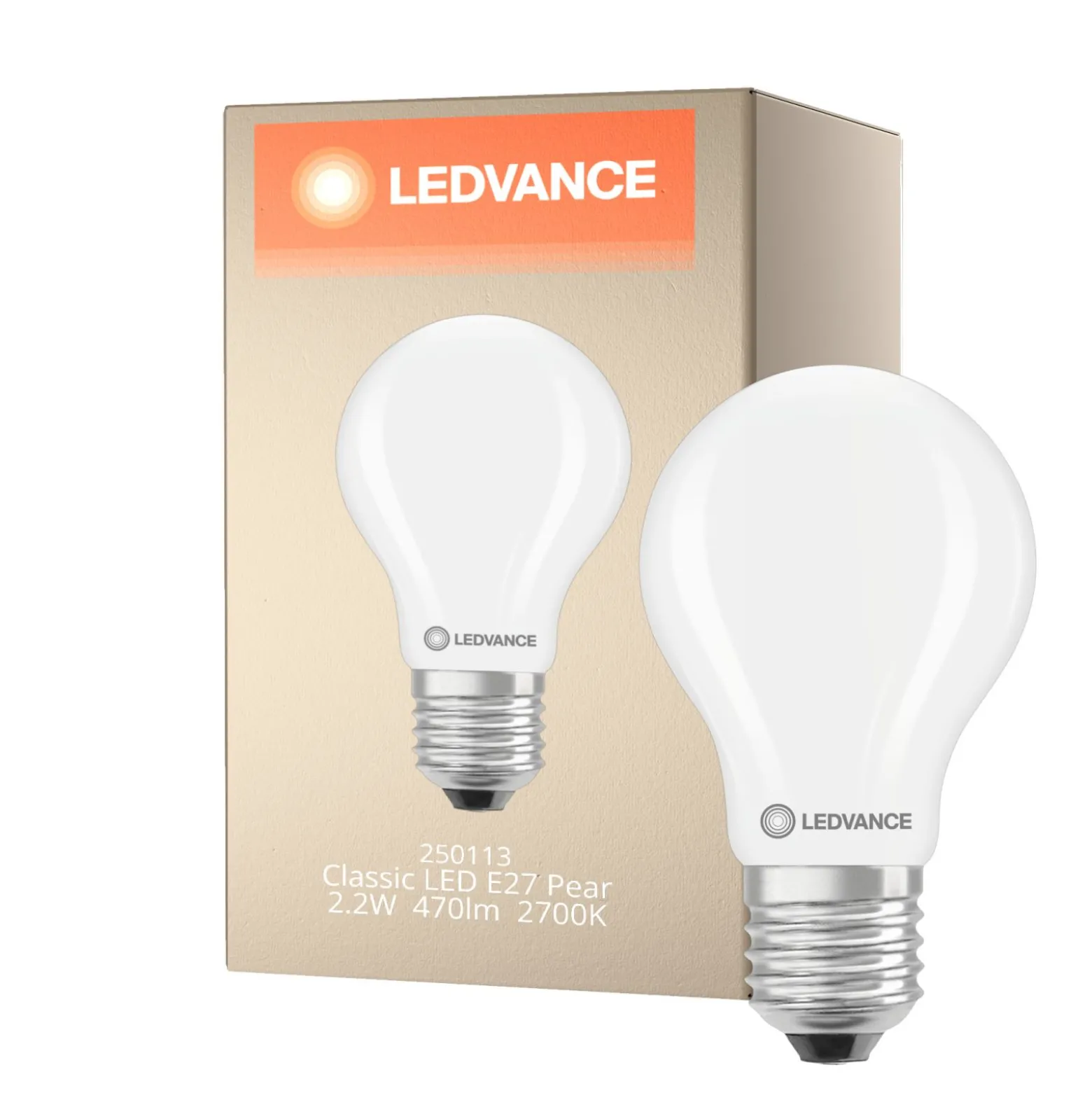 Ledvance Classic LED E27 Päron Filament Matt 2.2W 470lm - 827 Extra Varm Vit | Ersättare 40W