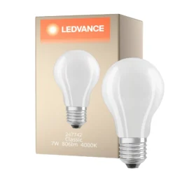 Ledvance Classic LED E27 Päron Filament Matt 7W 806lm - 840 Kallvit | Dimbar - Ersättare 60W