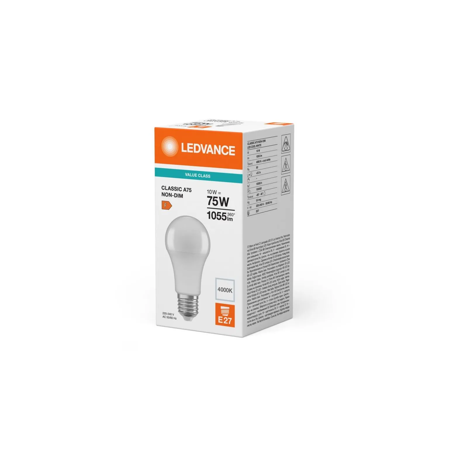 Ledvance LED Classic A V E27 Päron Matt 10W 1055lm - 840 Kallvit | Ersättare 75W
