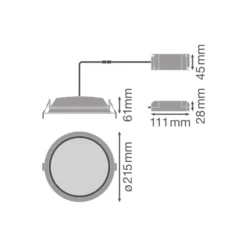 Ledvance LED Downlight Alu DN200 25W 2370lm 100D - 865 Dagsljus | 215mm - IP44