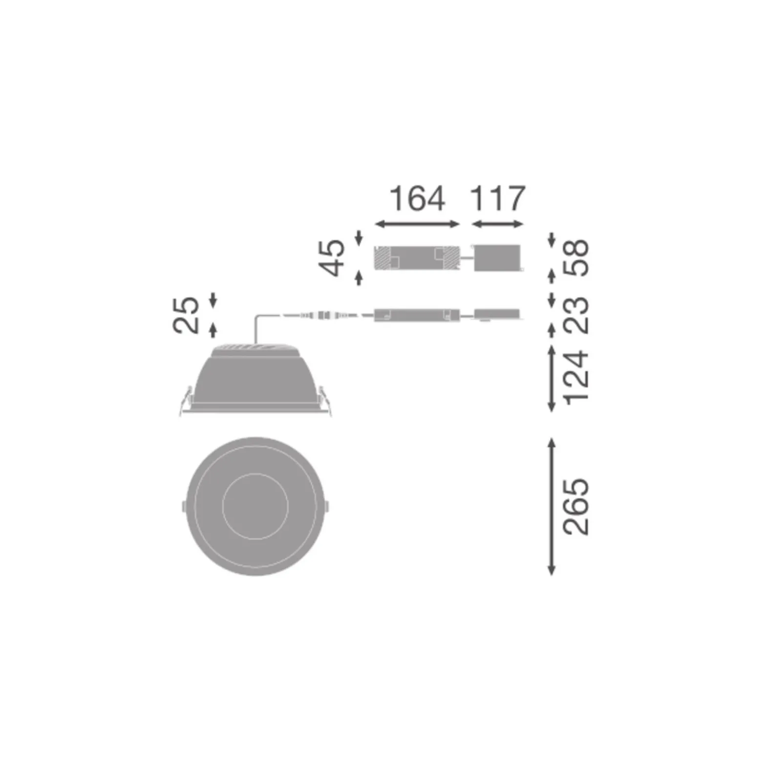 Ledvance LED Downlight Comfort High Efficiency D Aluminium Vit 36W 5220lm 100D - 830 Varm Vit | 265mm - Utskärning 250mm - Dali Dimbar