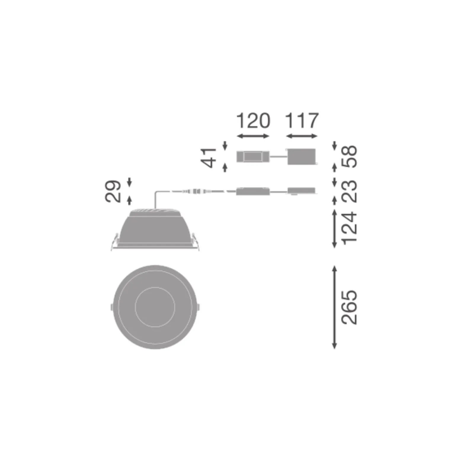 Ledvance LED Downlight Comfort High Efficiency U Aluminium Vit 36W 4860lm 55D - 830 Varm Vit | 265mm - Utskärning 250mm