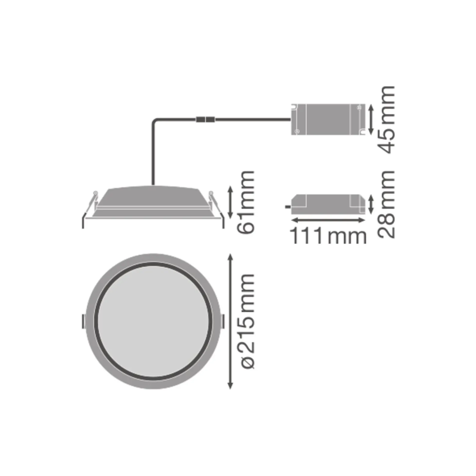 Ledvance LED Downlight DN200 Vit 35W 3150lm - 865 Dagsljus | 215m - Utskärning 200mm - IP44