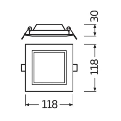 Ledvance LED Downlight Slim Fyrkant SQ105 6W 420lm 120D - 830 Varm Vit
