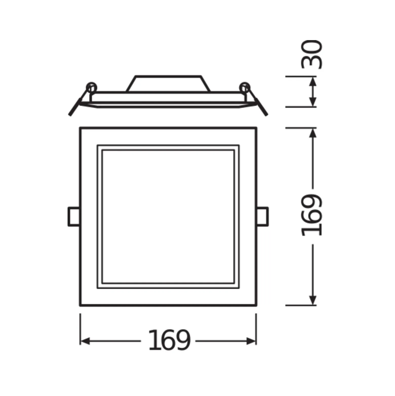 Ledvance LED Downlight Slim Fyrkant SQ155 12W 1020lm 120D - 830 Varm Vit