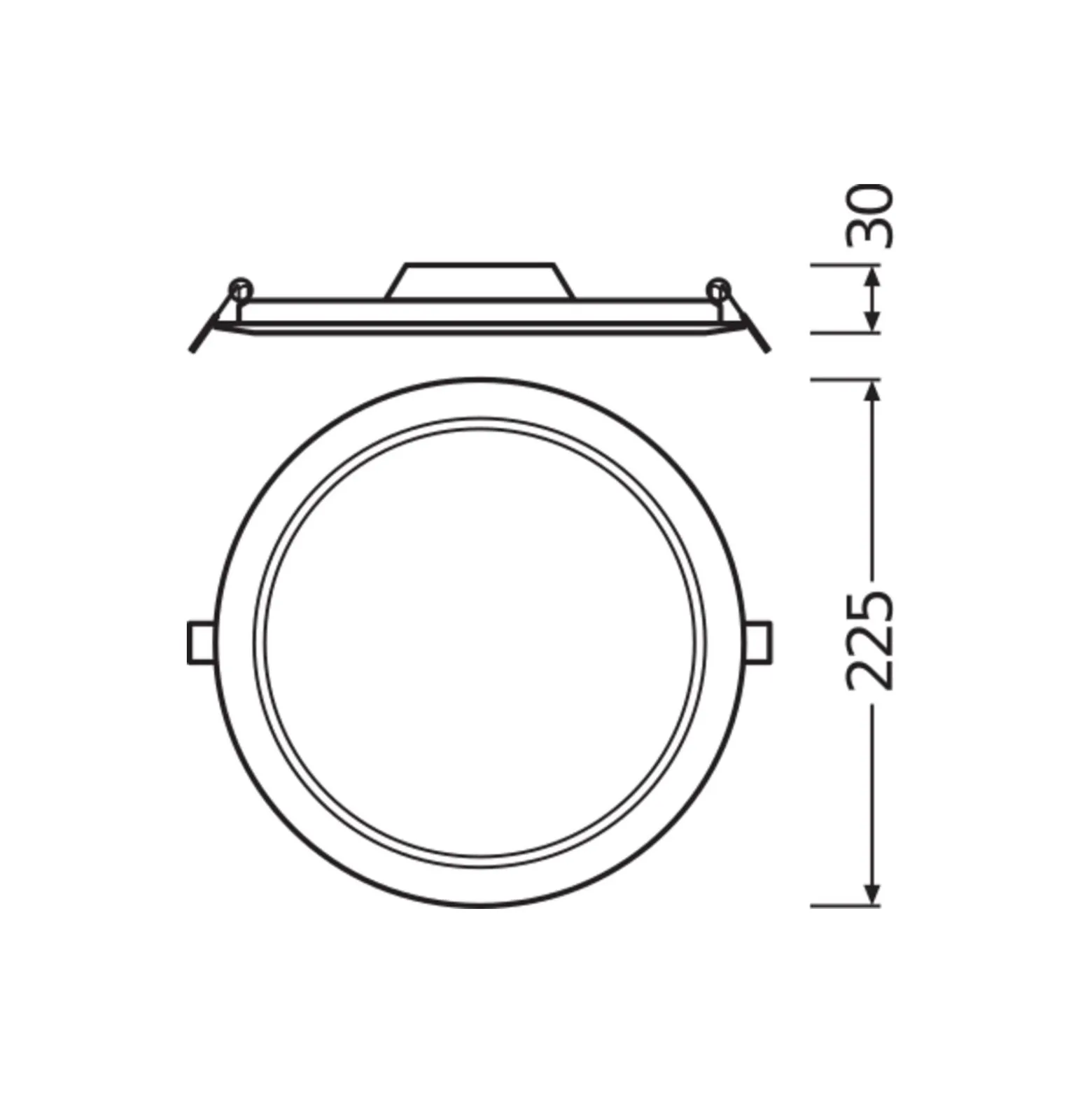 Ledvance LED Downlight Slim Runda DN210 18W 1530lm 120D - 830 Varm Vit | 225mm