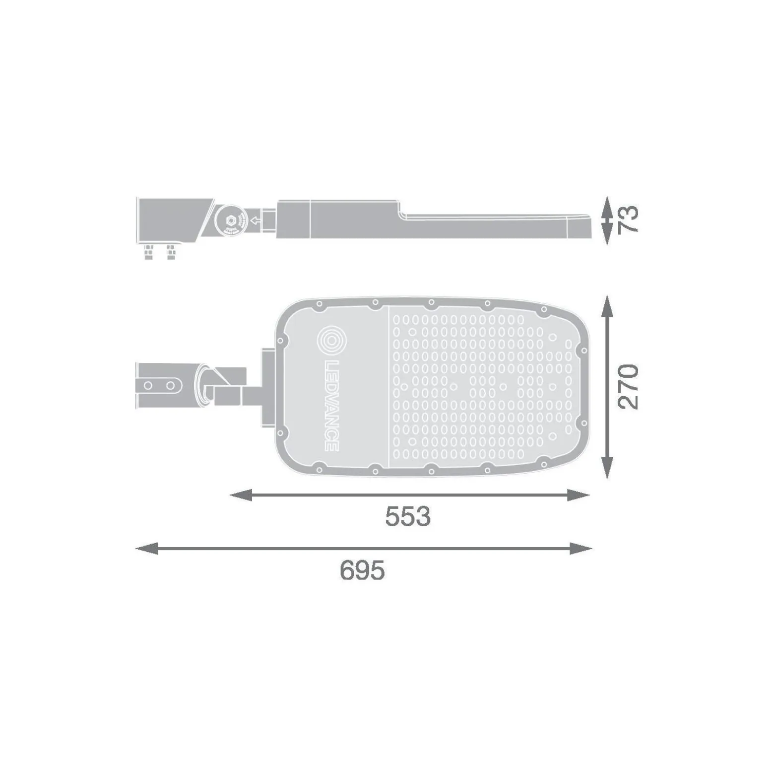Ledvance LED Gatubelysning Area Extra Large RV35ST Aluminium Grå 150W 20250lm 155X69D - 765 Dagsljus | IP66 - Asymmetrisk
