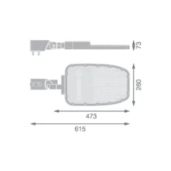 Ledvance LED Gatubelysning Area Large RV35ST Aluminium Grå 120W 15600lm 155X69D - 730 Varm Vit | IP66 - Asymmetrisk