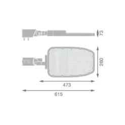 Ledvance LED Gatubelysning Area Large RV35ST Aluminium Grå 90W 11700lm 155X69D - 727 Extra Varm Vit | IP66 - Asymmetrisk