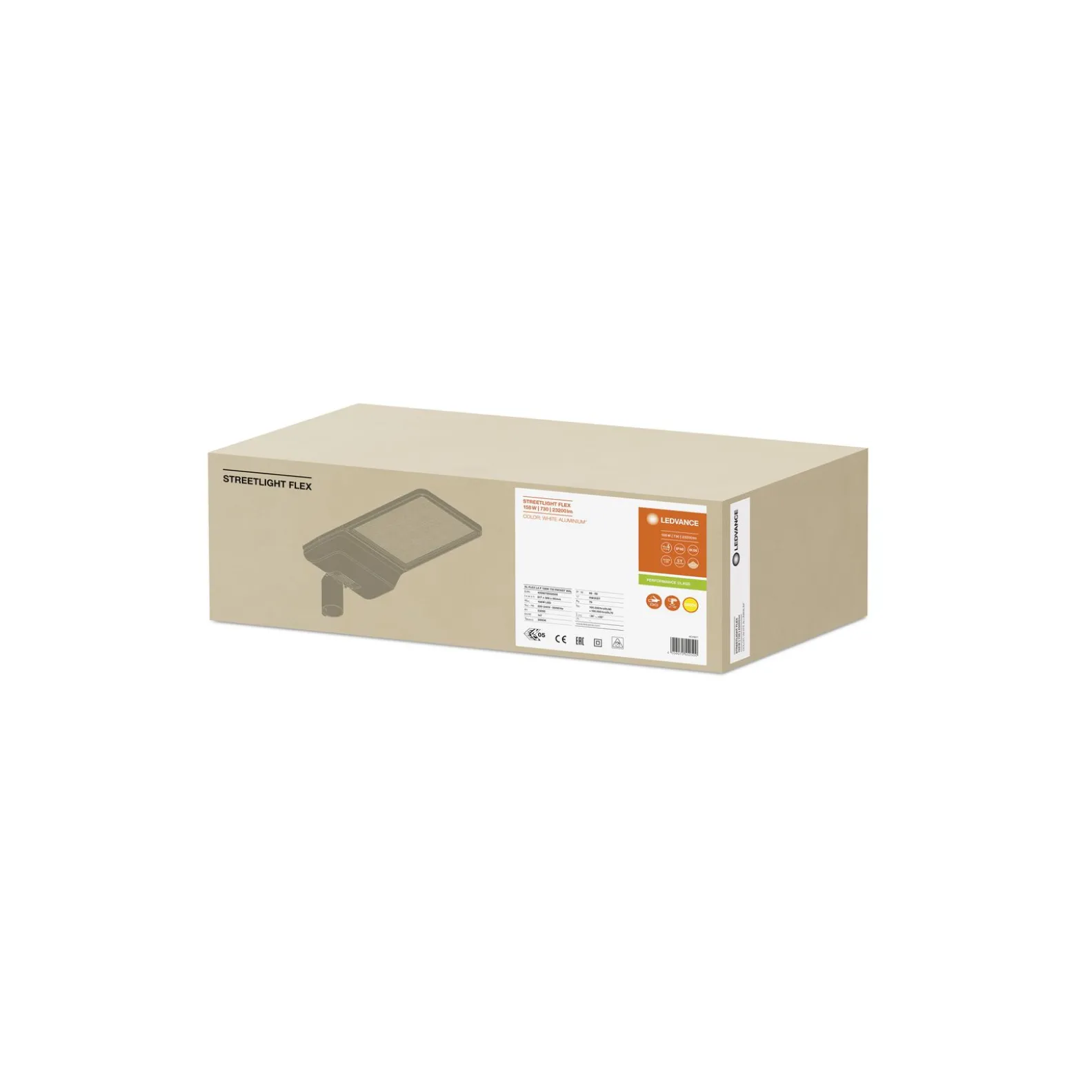 Ledvance LED Gatubelysning Flex Stor RW35ST Grå 158W 23200lm 35x135D - 730 Varm Vit | IP66 - Asymmetrisk