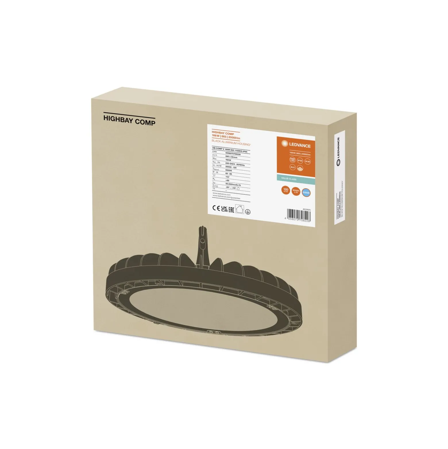 Ledvance LED Highbay Compact Value 166W 20000lm 110D - 865 Dagsljus | IP65