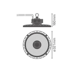 Ledvance LED Highbay Gen 5 Aluminium Svart 150W 26550lm 110D - 840 Kallvit | IP66 - Dali Dimbar