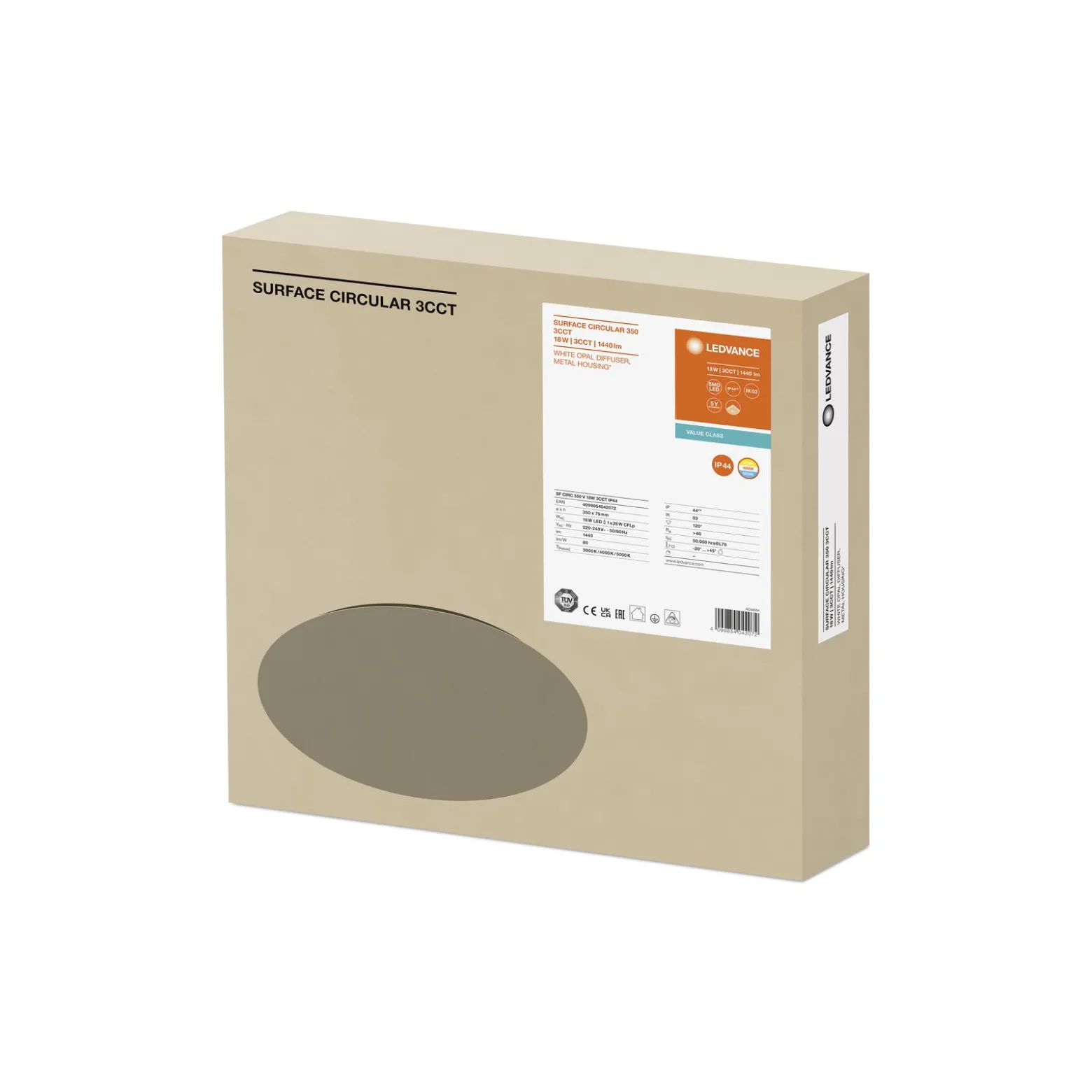 Ledvance LED Plafond Surface Cirkulär 18W 1440lm - 830-850 CCT | 350mm - IP44