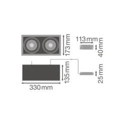 Ledvance LED Spot Fyrkant Multi Lutningsbar Svart-Vit 2x30W 5400lm 38D - 840 Kallvit | Utskärning 320x160mm