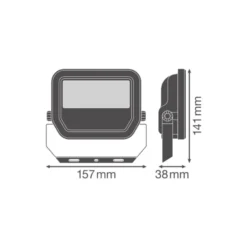 Ledvance LED Strålkastare Aluminium Svart 17W 2200lm 100D - 830 Varm Vit | IP66 - Symmetrisk