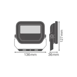 Ledvance LED Strålkastare Aluminium Vit 8W 1100lm 100D - 830 Varm Vit | IP66 - Symmetrisk