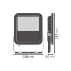 Ledvance LED Strålkastare Aluminium Svart 69W 10000lm 100D - 865 Dagsljus | IP66 - Symmetrisk