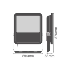 Ledvance LED Strålkastare Aluminium Svart 133W 20000lm 100D - 865 Dagsljus | IP66 - Symmetrisk