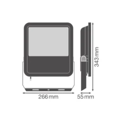 Ledvance LED Strålkastare Aluminium Svart 100W 14000lm 100D - 830 Varm Vit | IP66 - Symmetrisk