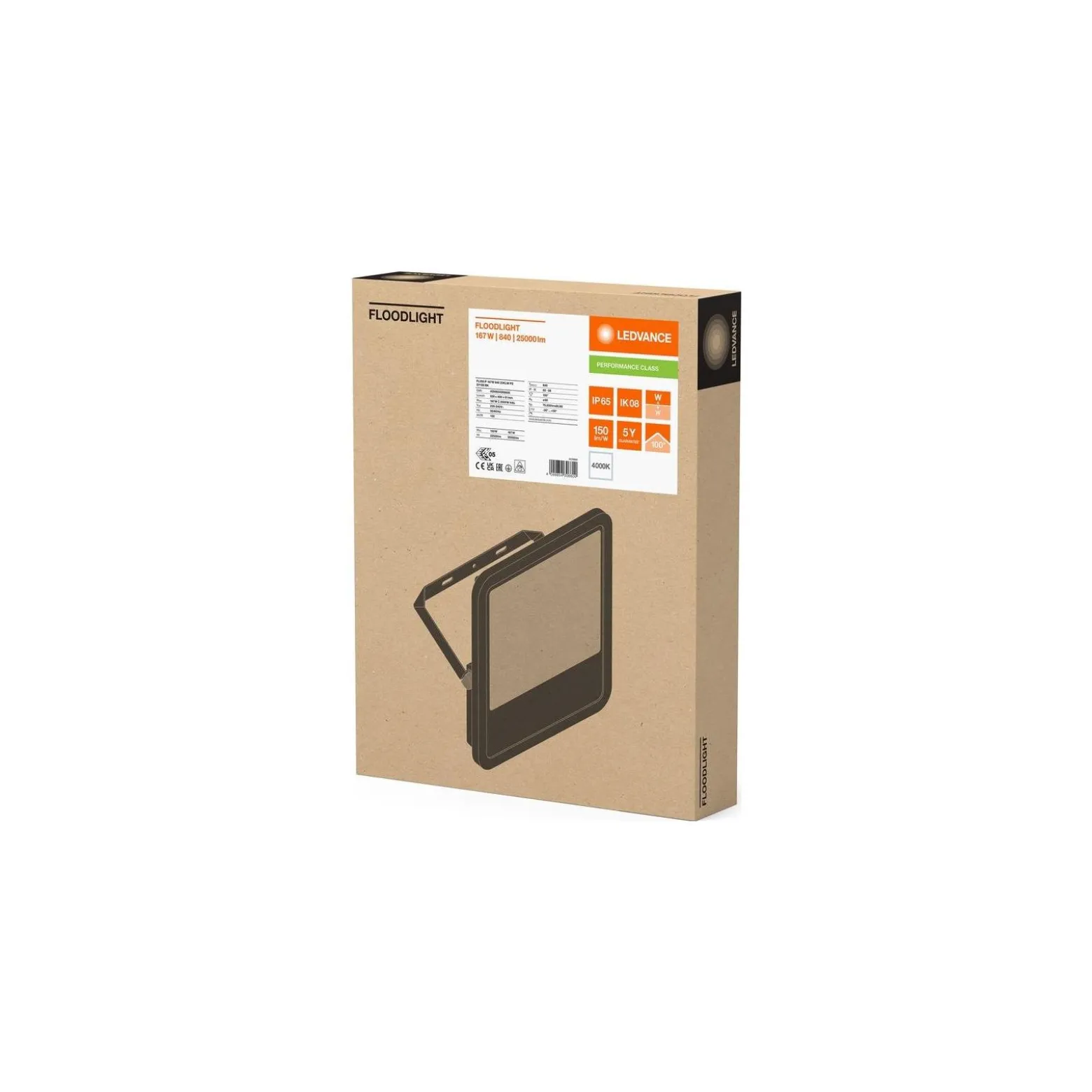 Ledvance LED Strålkastare Aluminium Svart 167W 25000lm 100D - 840 Kallvit | IP66 - Symmetrisk