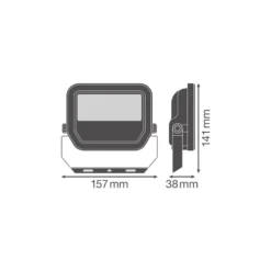 Ledvance LED Strålkastare Area Gen 2 Svart 16W 1850lm - 830 Varm Vit | IP66 - Asymmetrisk