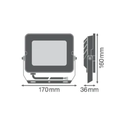Ledvance LED Strålkastare Kompakt Svart 50W 4500lm 100D - 830 Varm Vit | IP65 - Symmetrisk
