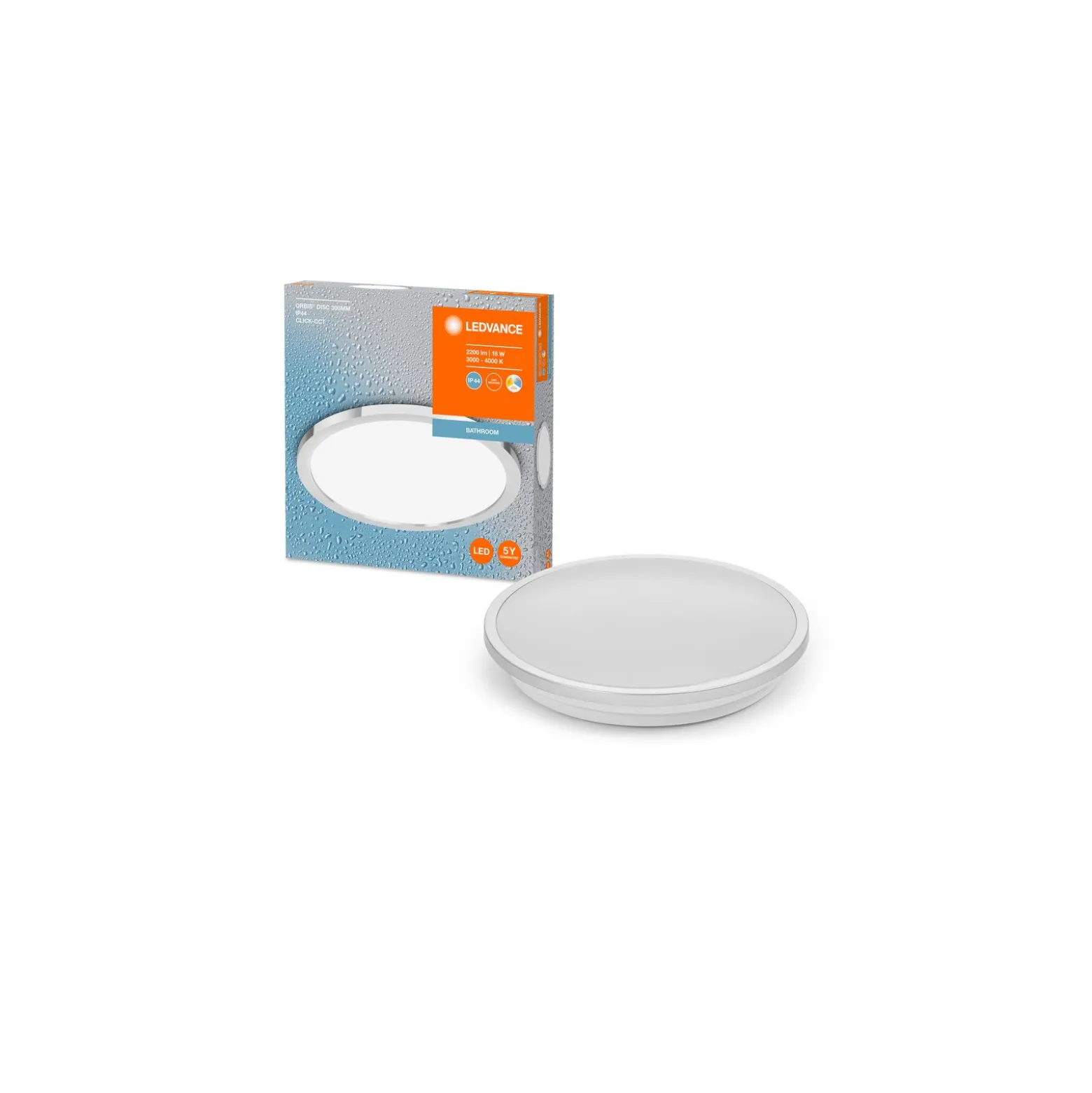 Ledvance LED Taklampa Vägglampa Badrumsbelysning Krom 18W 1250lm - 830-840 CCT | IP44