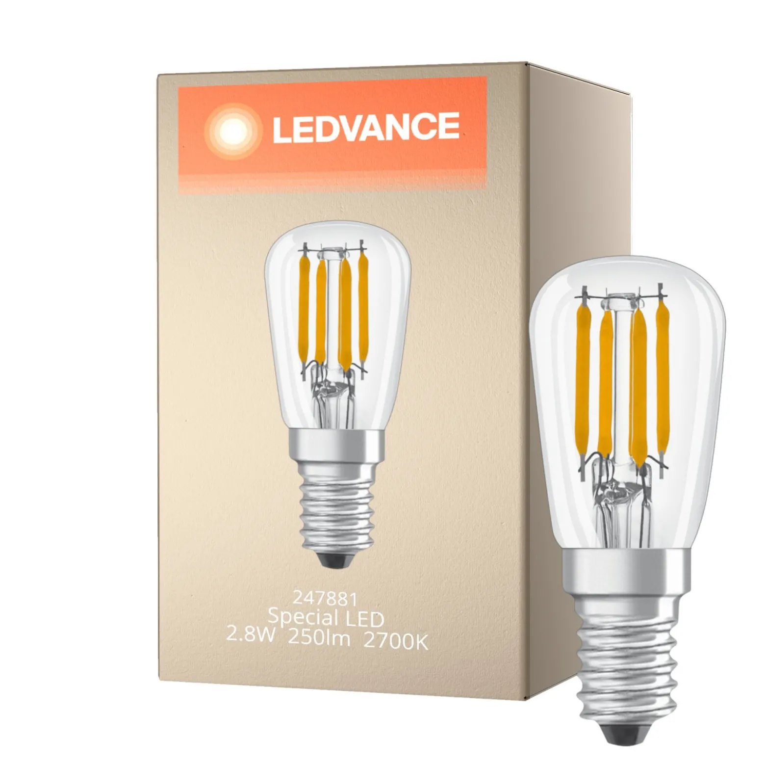 Ledvance Special LED E14 Rör one-handed Filament Klar 2.8W 250lm - 827 Extra Varm Vit | Ersättare 25W