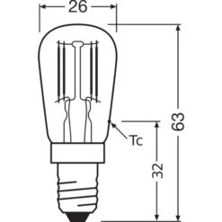 Ledvance Speciell LED E14 T26 Filament Klar 1.3W 110lm - 827 Extra Varm Vit | Ersättare 12W