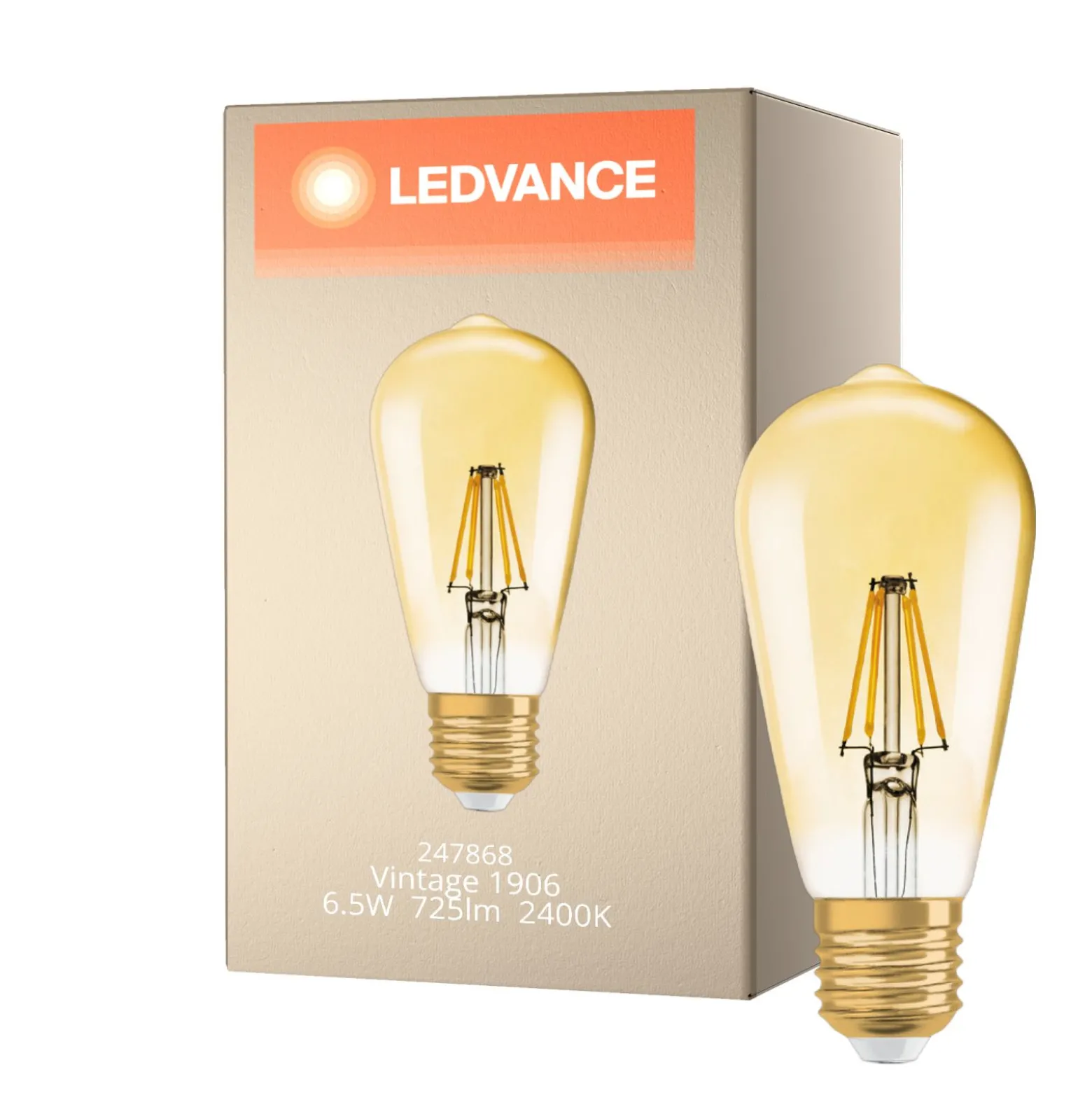 Ledvance Vintage 1906 LED E27 Päron Klar 6.5W 725lm - 824 Extra Varm Vit | Dimbar - Ersättare 55W