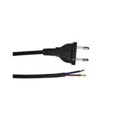 Noxion Euro Strömkabel Svart - C7 Europlug + Öppna ändar - 2m - 2 pole 0,75mm2