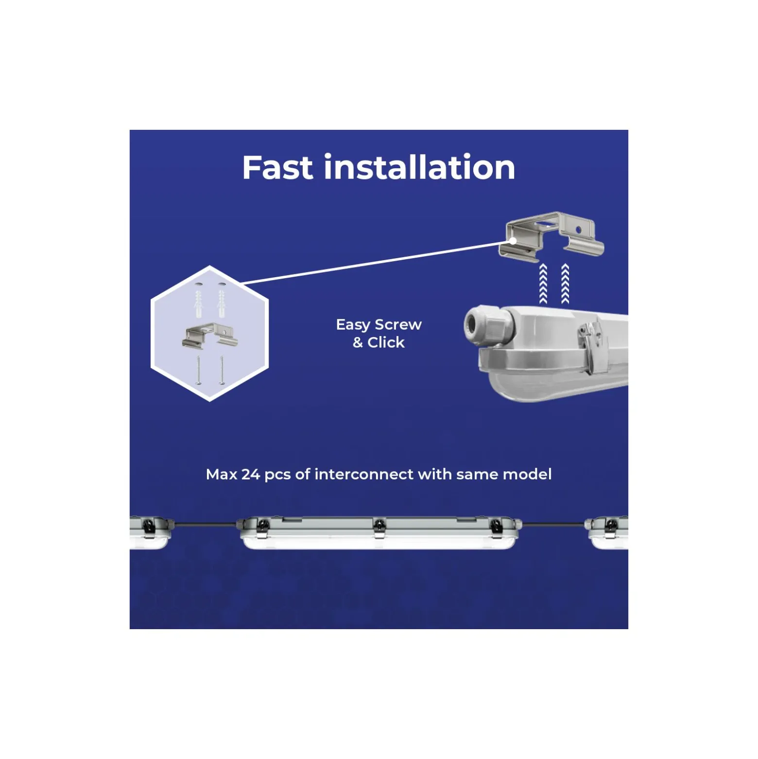 Noxion LED Allmänbruksarmatur Vattentät Poseidon V3.0 18-30W 2340-4200lm - 830-865 CCT | 120cm - Kabelgenomföring (5x2.5mm2)