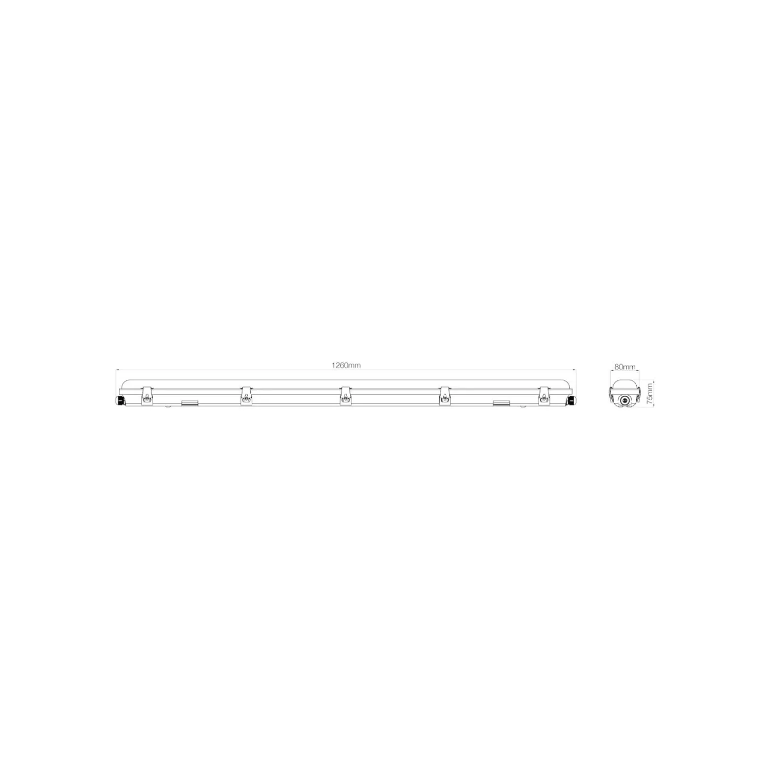 Noxion LED Allmänbruksarmatur Vattentät Poseidon V3.0 30W 3900/4200lm - 830-865 CCT | 120cm - Kabelgenomföring (5x2.5mm2) - Dali Dimbar