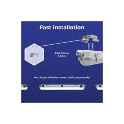 Noxion LED Allmänbruksarmatur Vattentät Poseidon V3.0 30W 3900/4200lm - 830-865 CCT | 120cm - Kabelgenomföring (5x2.5mm2) - Dali Dimbar