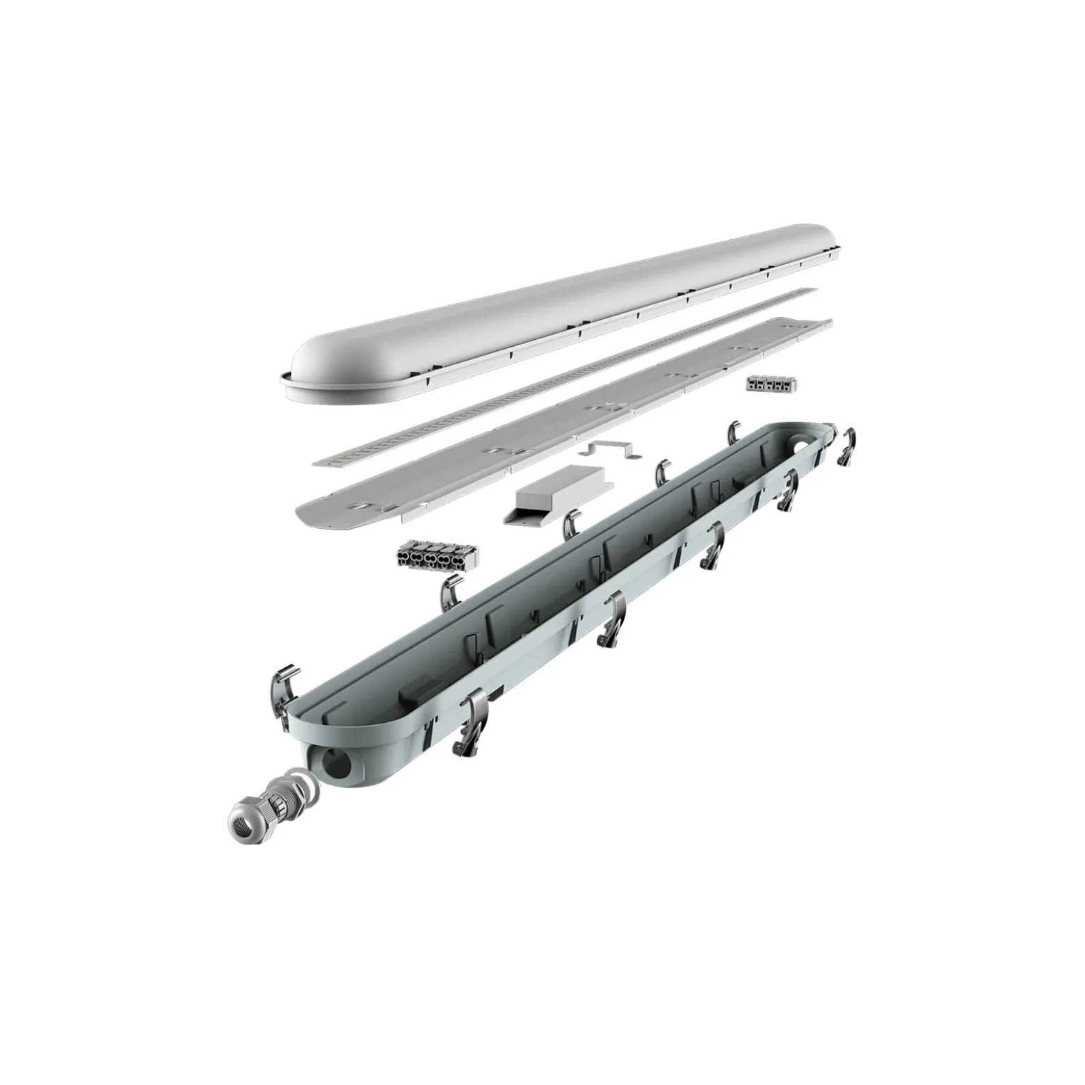 Noxion LED Allmänbruksarmatur Vattentät Poseidon V3.0 30W 3900/4200lm - 830-865 CCT | 120cm - Kabelgenomföring (5x2.5mm2) - Dali Dimbar