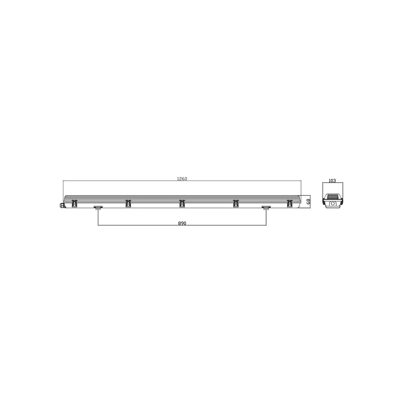 Noxion LED Allmänbruksarmatur Vattentät ArmaturPoseidon V2.0incl. 2x Noxion LED Rör T8 Standard Output 15W 2x1800lm - 865 Dagsljus | 120cm