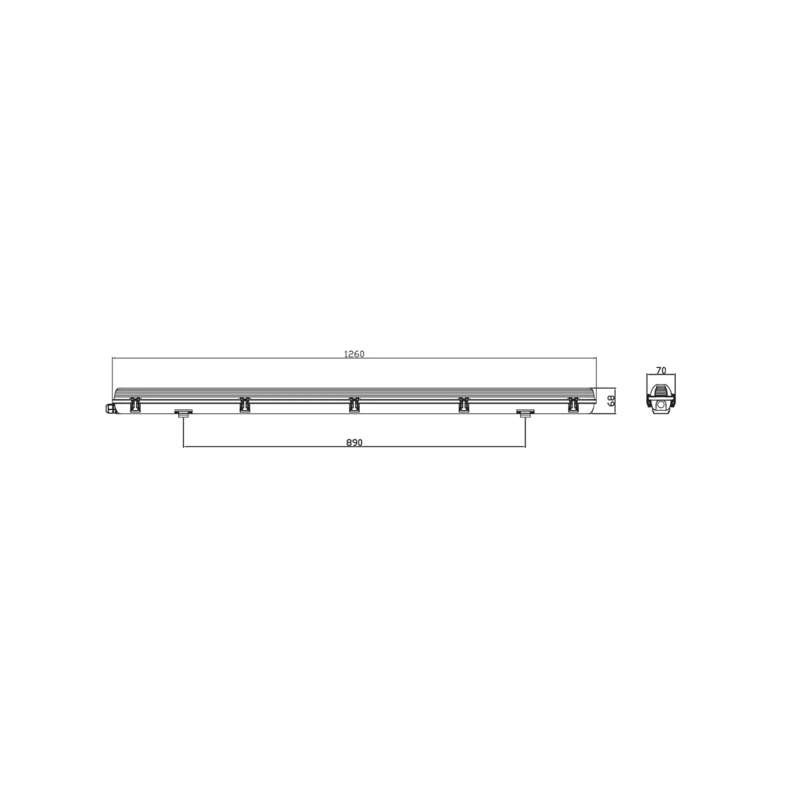 Noxion LED Allmänbruksarmatur Vattentät ArmaturPoseidon V2.0incl. 1x Noxion LED Rör T8 Standard Output 17.5W 1800lm - 840 Kallvit | 120cm