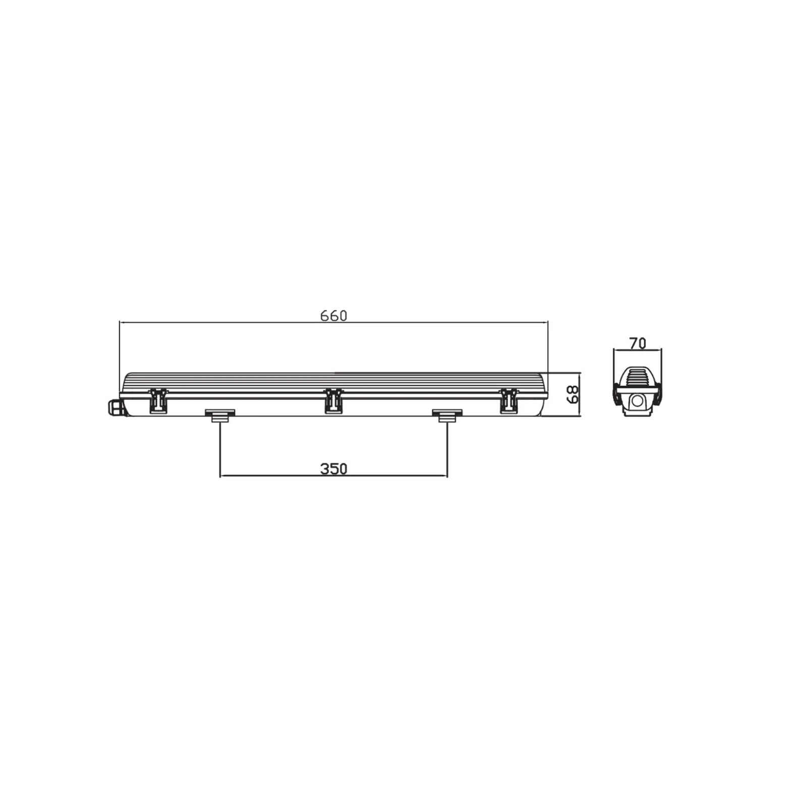 Noxion LED Allmänbruksarmatur Vattentät ArmaturPoseidon V2.0| incl. 1x Noxion LED Rör T8 Standard Output 9W 900lm - 840 Kallvit - 60cm